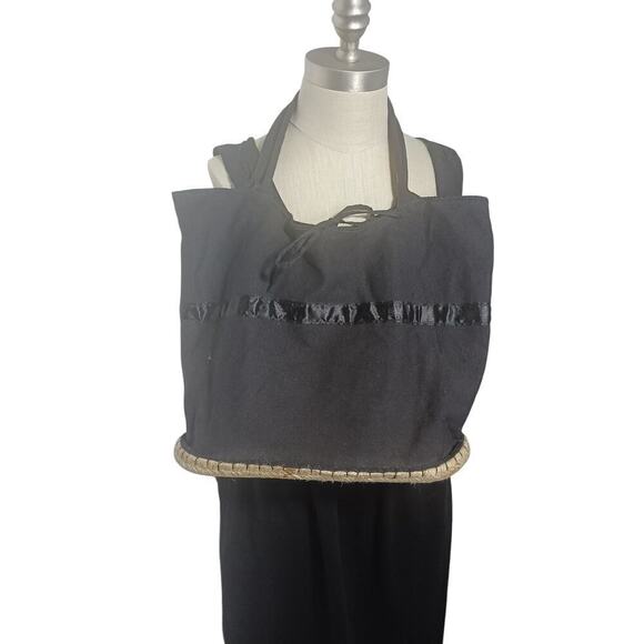 Murval Canvas Drawstring Tote Bag Black Rubber Bottom - Picture 2 of 6